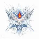 fire and water surrounding the holy spirit tattoo design idea