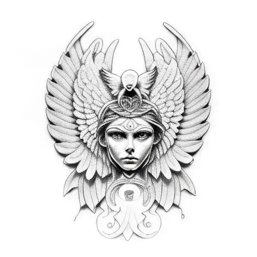 symmetrical guardian angel tattoo design idea
