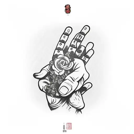 praying hands with rosary tattoo design idea