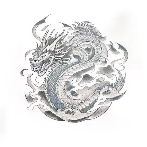 Dragon gladiator fire tattoo design idea