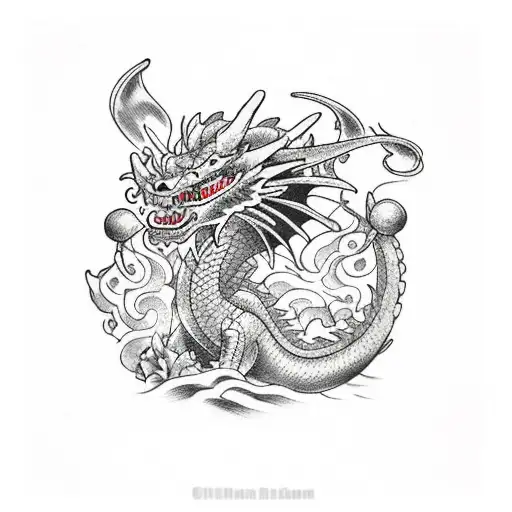 Dragon gladiator fire and roses tattoo design idea