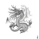 Dragon gladiator fire tattoo design idea