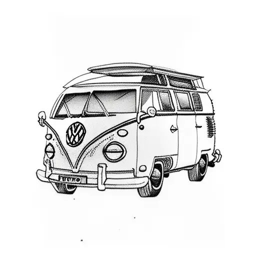 VW Kombi camper van, Compass tattoo design idea