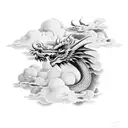 Dragon, clouds, birds tattoo design idea