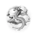 Dragon, clouds, birds tattoo design idea