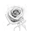 A minimalist design of a rose with running shoe laces wrapped around it tattoo design idea