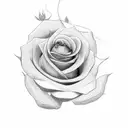 A minimalist design of a rose with running shoe laces wrapped around it tattoo design idea