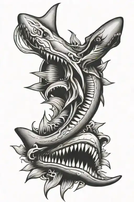 long skinny sharks tooth tattoo design idea