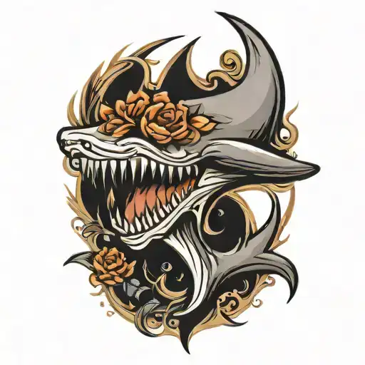 long skinny sharks tooth tattoo design idea