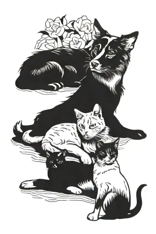 dog and cat memorial tattoo tattoo design idea