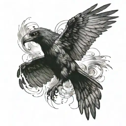 A screaming raven on his shoulder. One wing on the chest and the other on the back. There is a roaring bear on its side  tattoo design idea