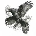 A screaming raven on his shoulder. One wing on the chest and the other on the back. There is a roaring bear on its side  tattoo design idea