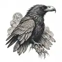 A screaming raven on his shoulder. One wing on the chest and the other on the back. There is a roaring bear on its side  tattoo design idea
