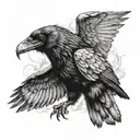 A screaming raven on his shoulder. One wing on the chest and the other on the back. There is a roaring bear on its side  tattoo design idea