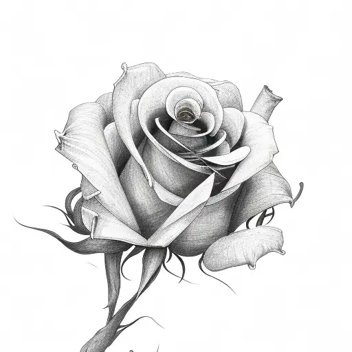 Rose with vines that have lilies entertained in tattoo design idea