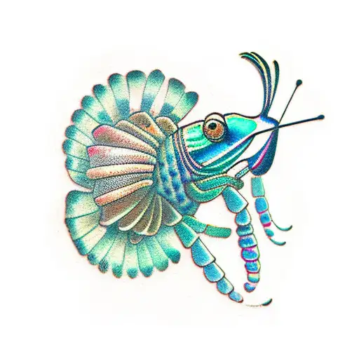 Cute peacock mantis shrimp  tattoo design idea