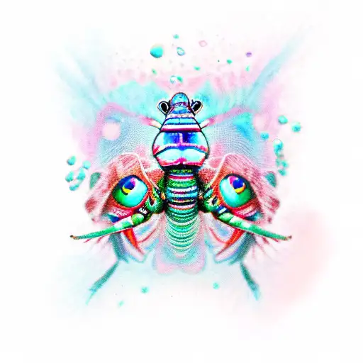 Cute peacock mantis shrimp  tattoo design idea