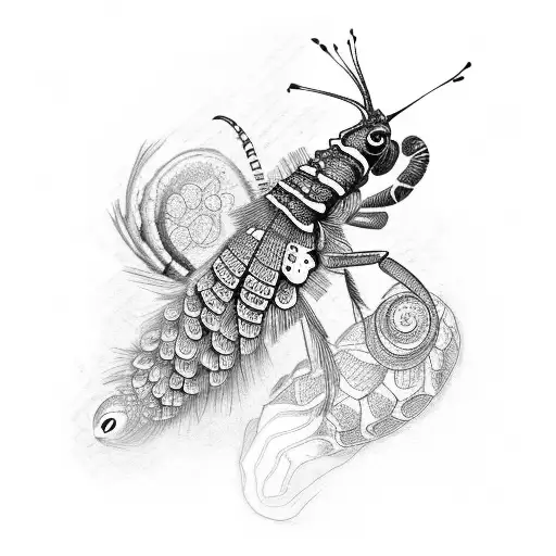 Cute peacock mantis shrimp  tattoo design idea