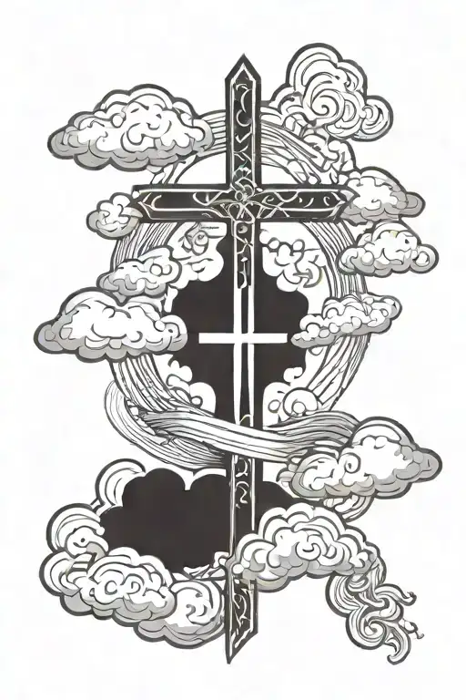 proverbs 16:3, cross and clouds surrounding tattoo design idea