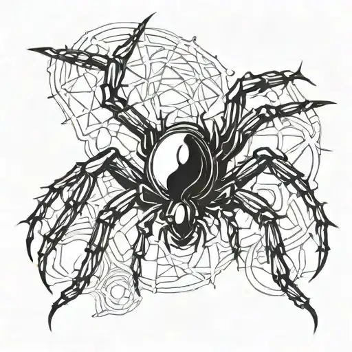 A hentai-inspired design featuring a spider in a blackwork style tattoo design idea