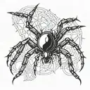 A hentai-inspired design featuring a spider in a blackwork style tattoo design idea