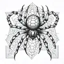 A hentai-inspired design featuring a spider in a blackwork style tattoo design idea