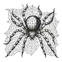 A hentai-inspired design featuring a spider in a blackwork style tattoo design idea
