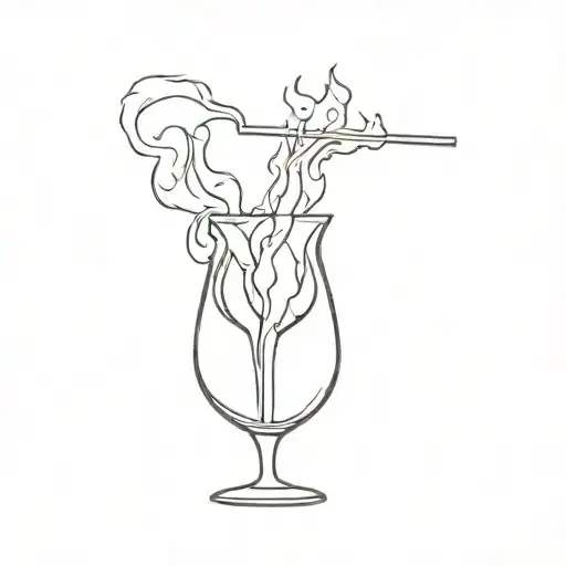 Flaming Molotov cocktail with a minimalist design tattoo design idea