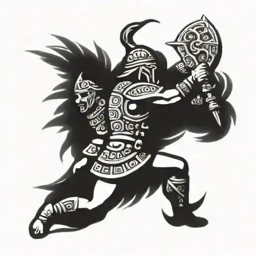 aztec warrior fighting a conquistador crusader tattoo design idea