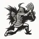 aztec warrior fighting a conquistador crusader tattoo design idea