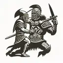 aztec warrior fighting a conquistador crusader tattoo design idea