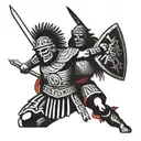 aztec warrior fighting a conquistador crusader tattoo design idea