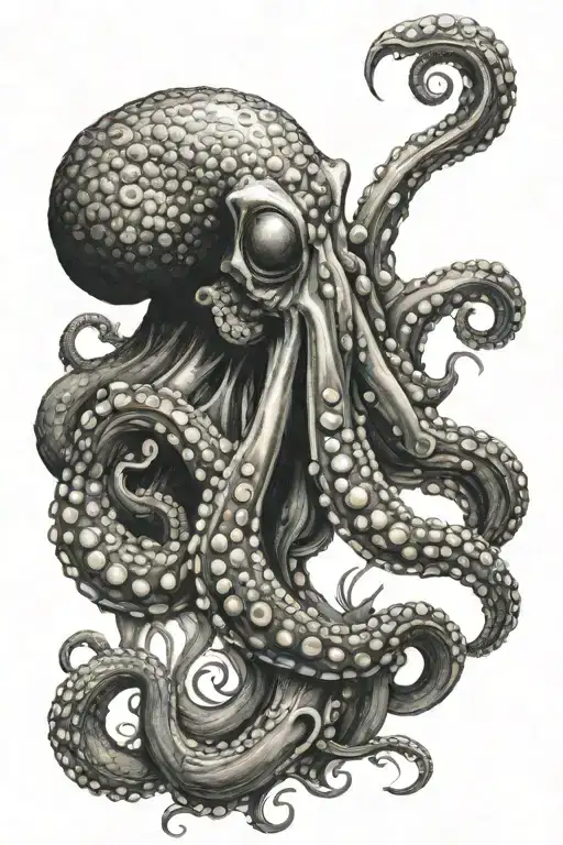 octopus and posiedon  spear tattoo design idea