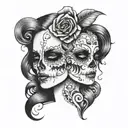 woman face half skull adorned tattoo design idea