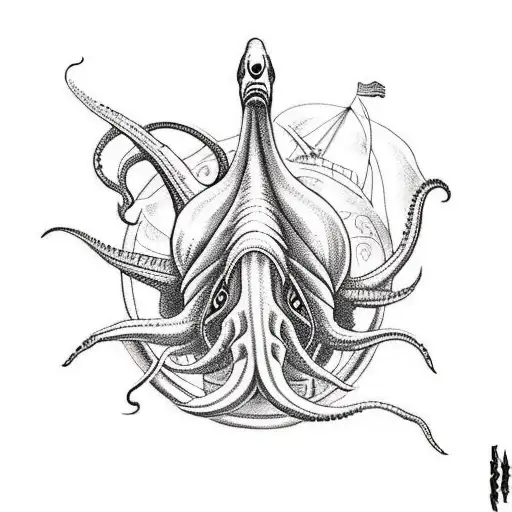 giant squid attacking the nautilus from 20,000 leagues under the sea tattoo design idea