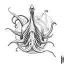 giant squid attacking the nautilus from 20,000 leagues under the sea tattoo design idea