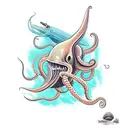 giant squid attacking the nautilus from 20,000 leagues under the sea tattoo design idea