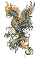 phoenix rising from the ashes tattoo design idea