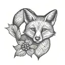 fox with fig leaf  tattoo design idea