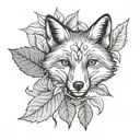 fox with fig leaf  tattoo design idea