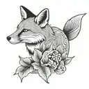 fox with fig leaf  tattoo design idea