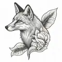 fox with fig leaf  tattoo design idea