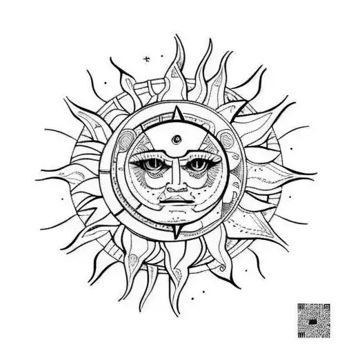 Sun and Moon tattoo design idea