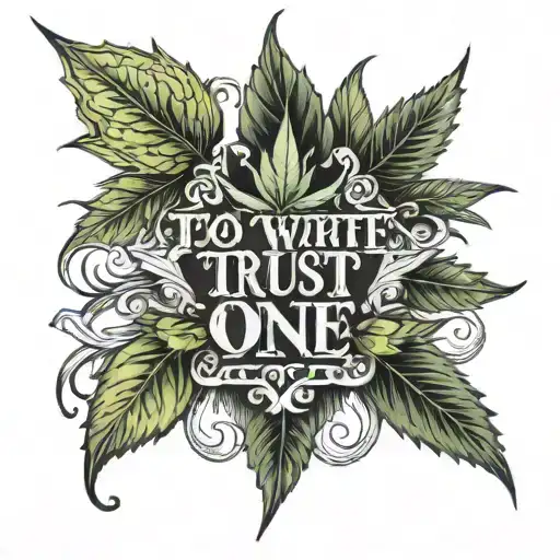 to write  Trust no one , in the background among o  money and  cannabis leaf tattoo design idea