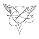 infinity sign with two initials and hearts connected with a paper airplane tattoo design idea