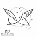 infinity sign with two initials and hearts connected with a paper airplane tattoo design idea