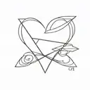 infinity sign with two initials and hearts connected with a paper airplane tattoo design idea