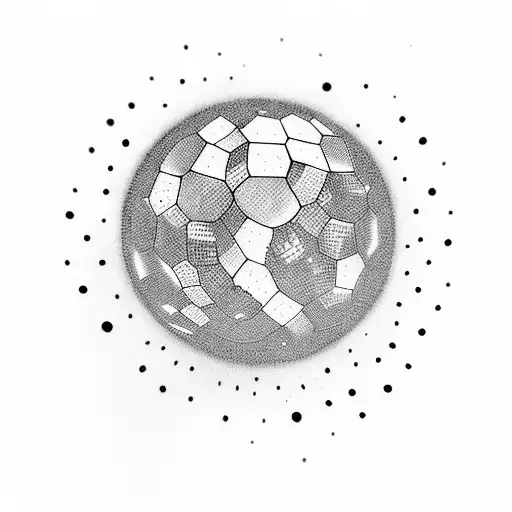a disco ball that's also a moon in black and white tattoo design idea