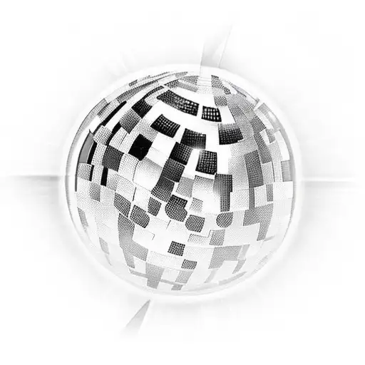 a disco ball that's also a moon in black and white tattoo design idea