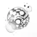 a disco ball that's also a moon in black and white tattoo design idea